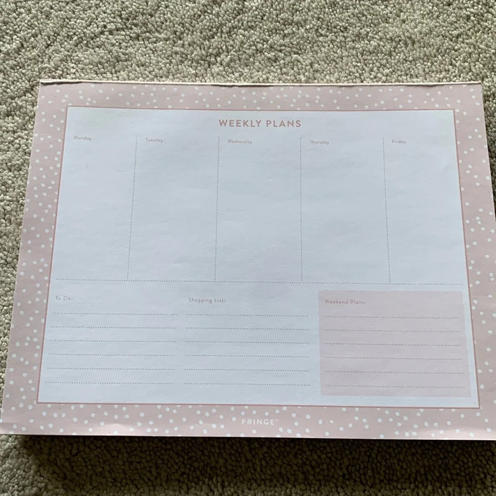 Weekly planner pad soft pink